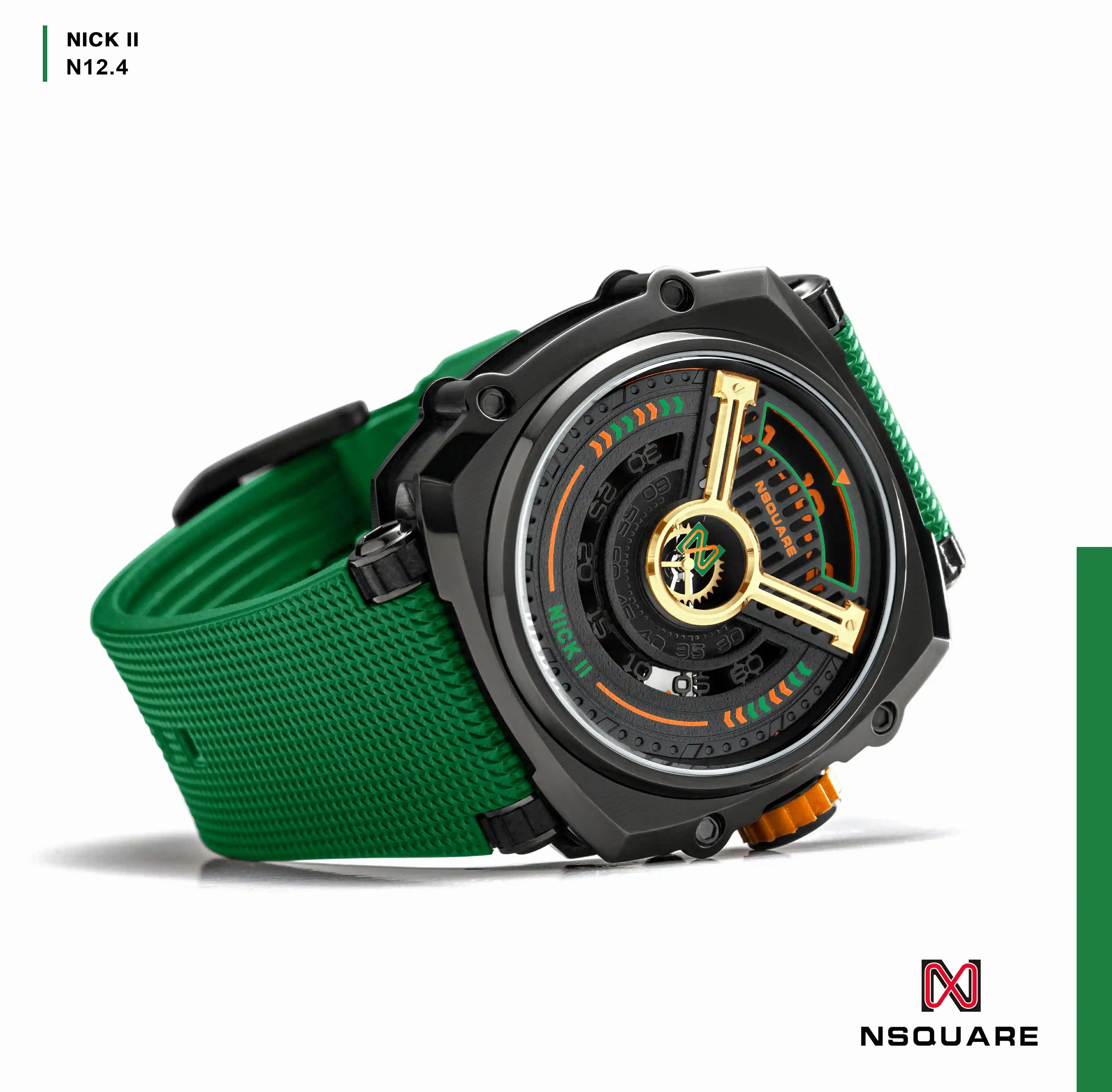 NSQUARE NICK II AUTOMATIC WATCH 45MM N12.4 GREEN |NSQUARE NICK II?a????? 45???3 N12.4 ????2