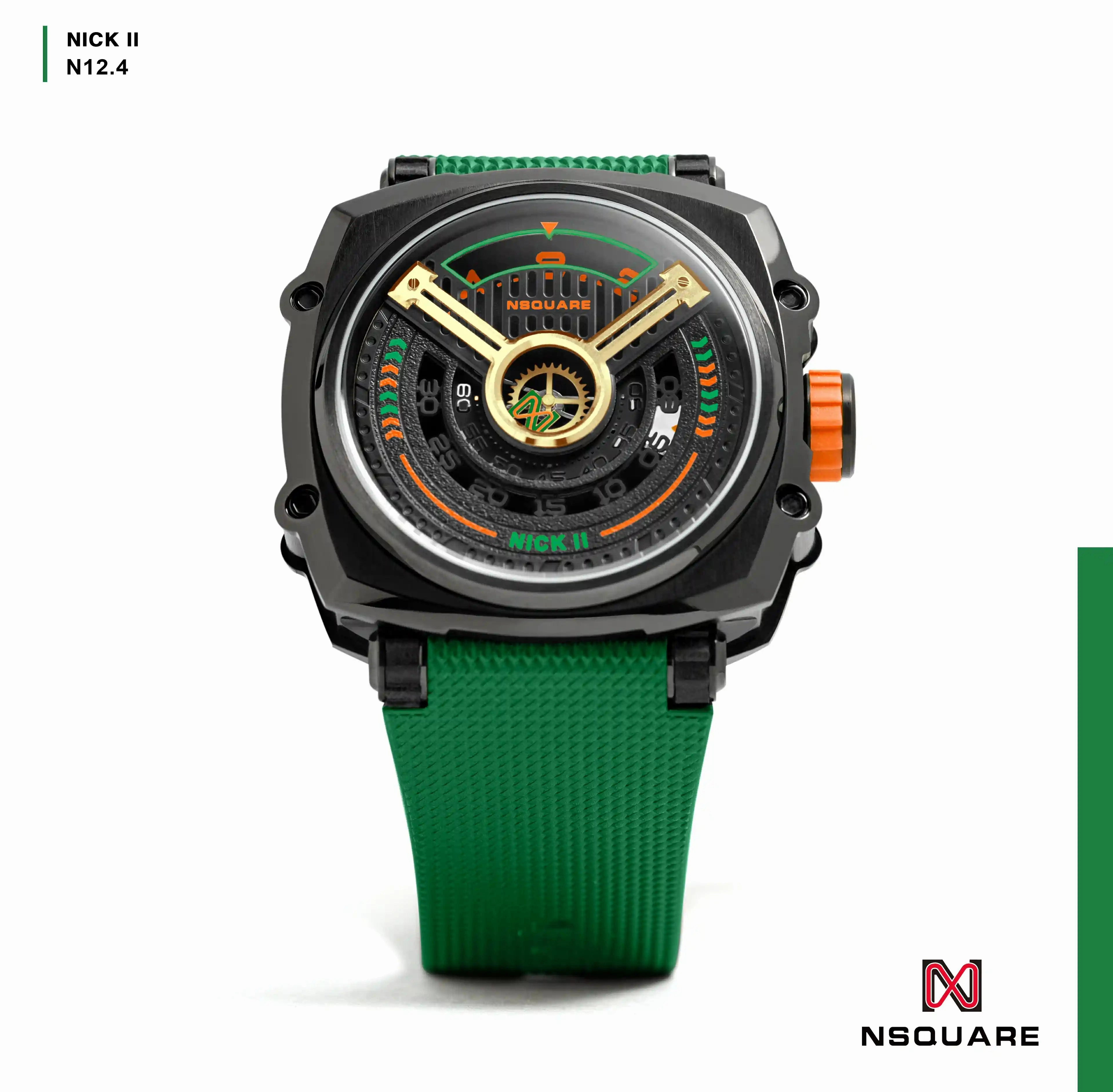 NSQUARE NICK II AUTOMATIC WATCH 45MM N12.4 GREEN |NSQUARE NICK II?a????? 45???3 N12.4 ????2