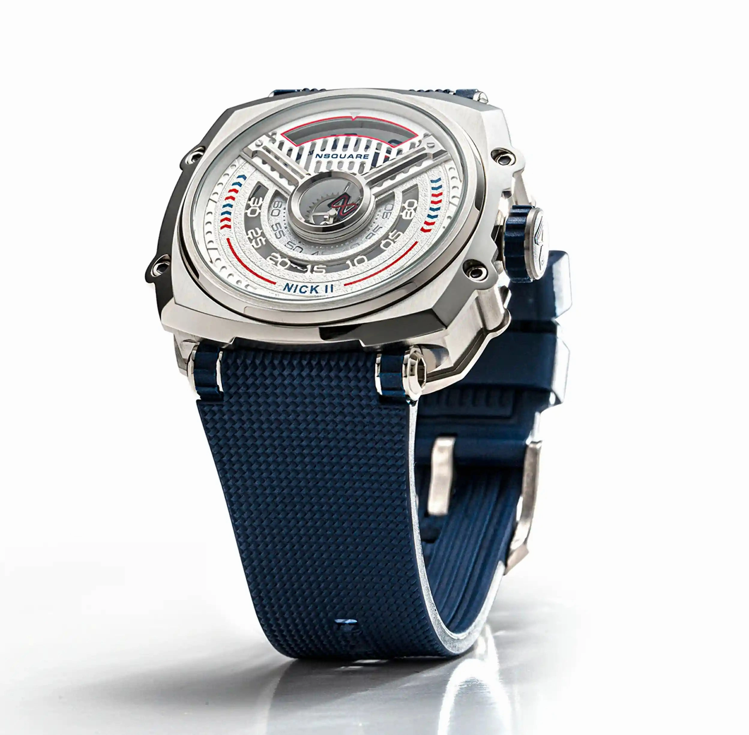 NSQUARE NICK II AUTOMATIC WATCH 45MM N12.5 BLUE/STEEL |NSQUARE NICK II?a????? 45???3 N12.5 ???2/???2
