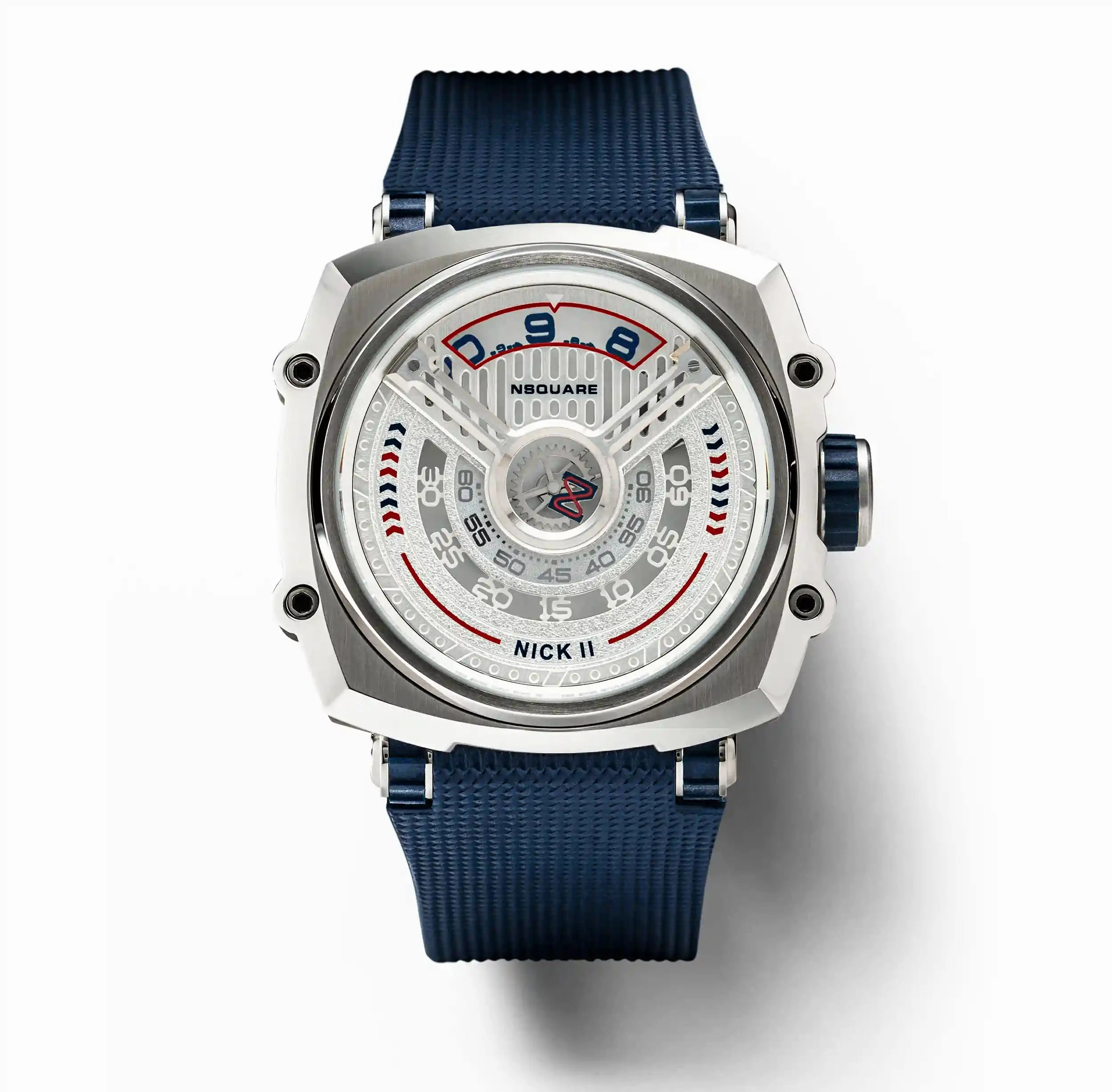 NSQUARE NICK II AUTOMATIC WATCH 45MM N12.5 BLUE/STEEL |NSQUARE NICK II?a????? 45???3 N12.5 ???2/???2