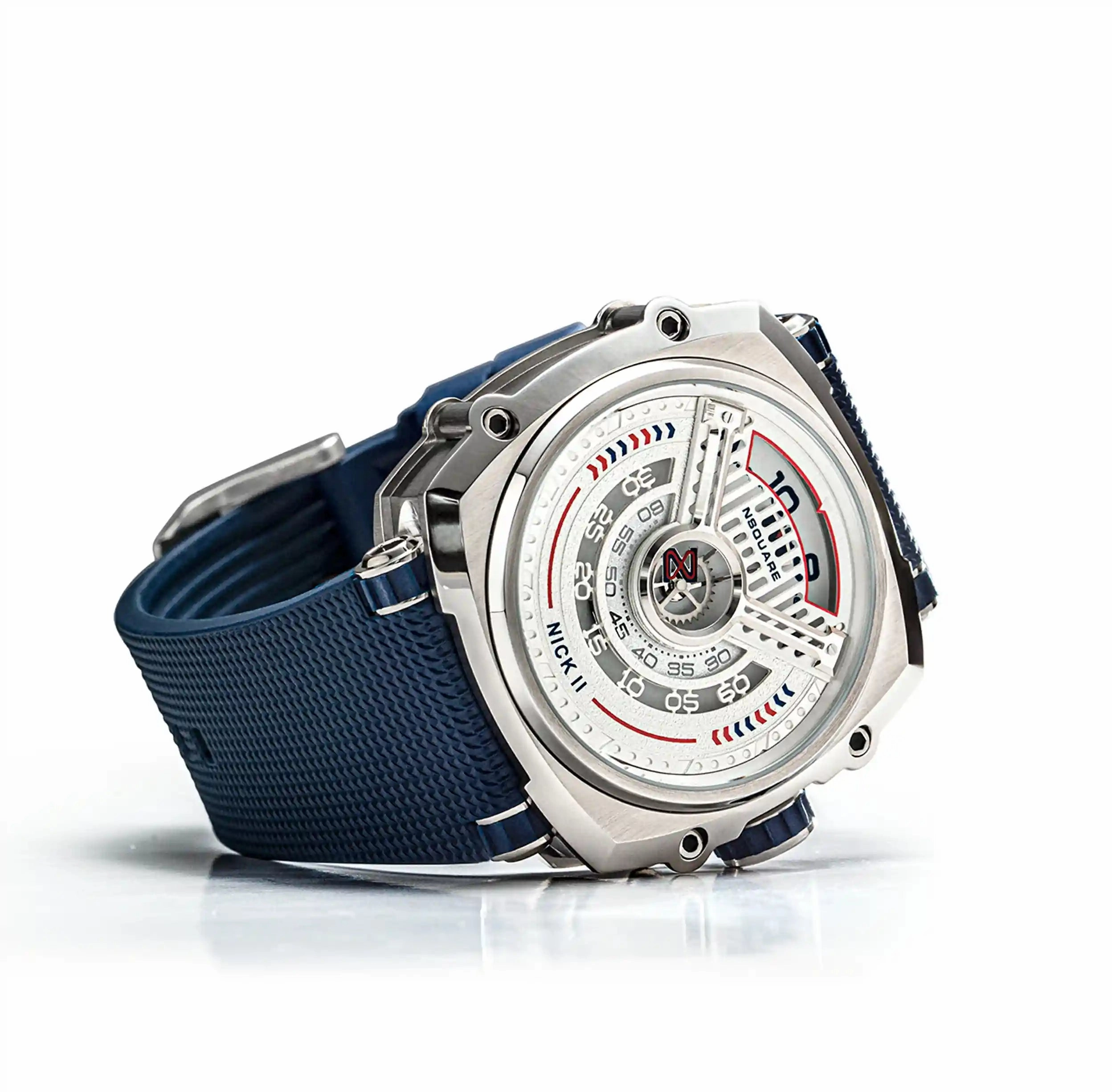 NSQUARE NICK II AUTOMATIC WATCH 45MM N12.5 BLUE/STEEL |NSQUARE NICK II?a????? 45???3 N12.5 ???2/???2