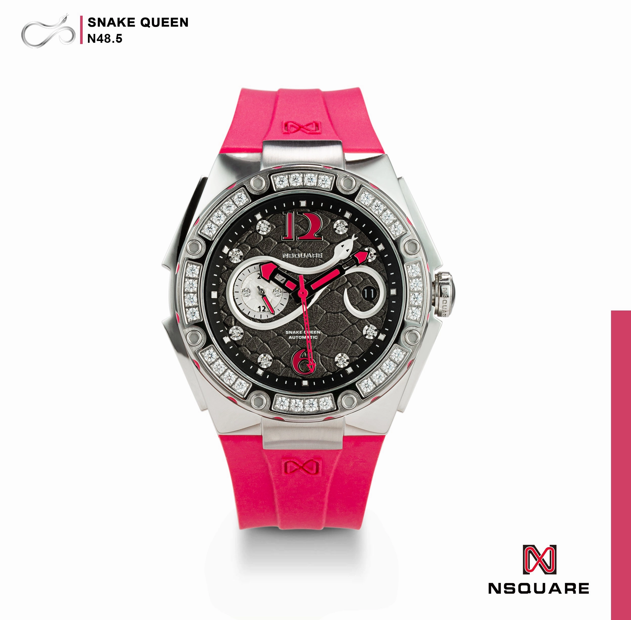 NSQUARE SnakeQueen39mm Automatic Watch- N48.5 Cherry Red
