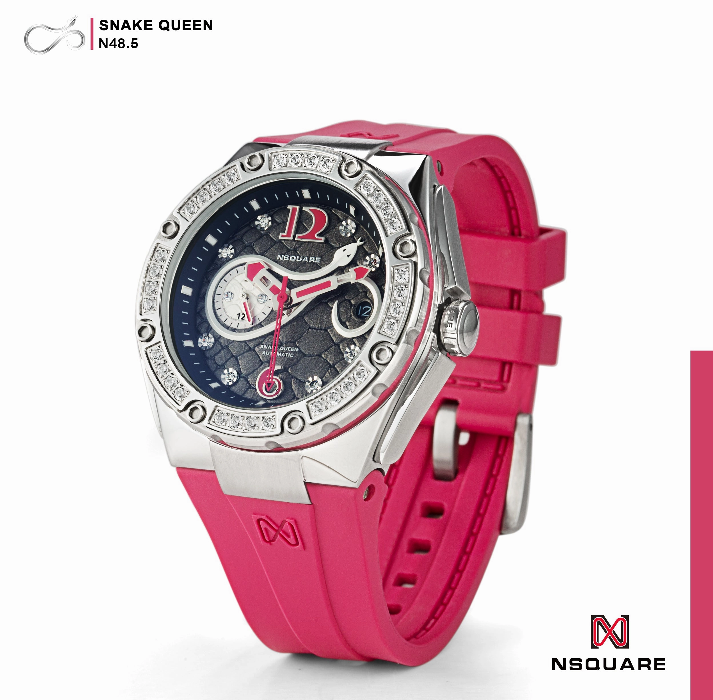 NSQUARE SnakeQueen39mm Automatic Watch- N48.5 Cherry Red