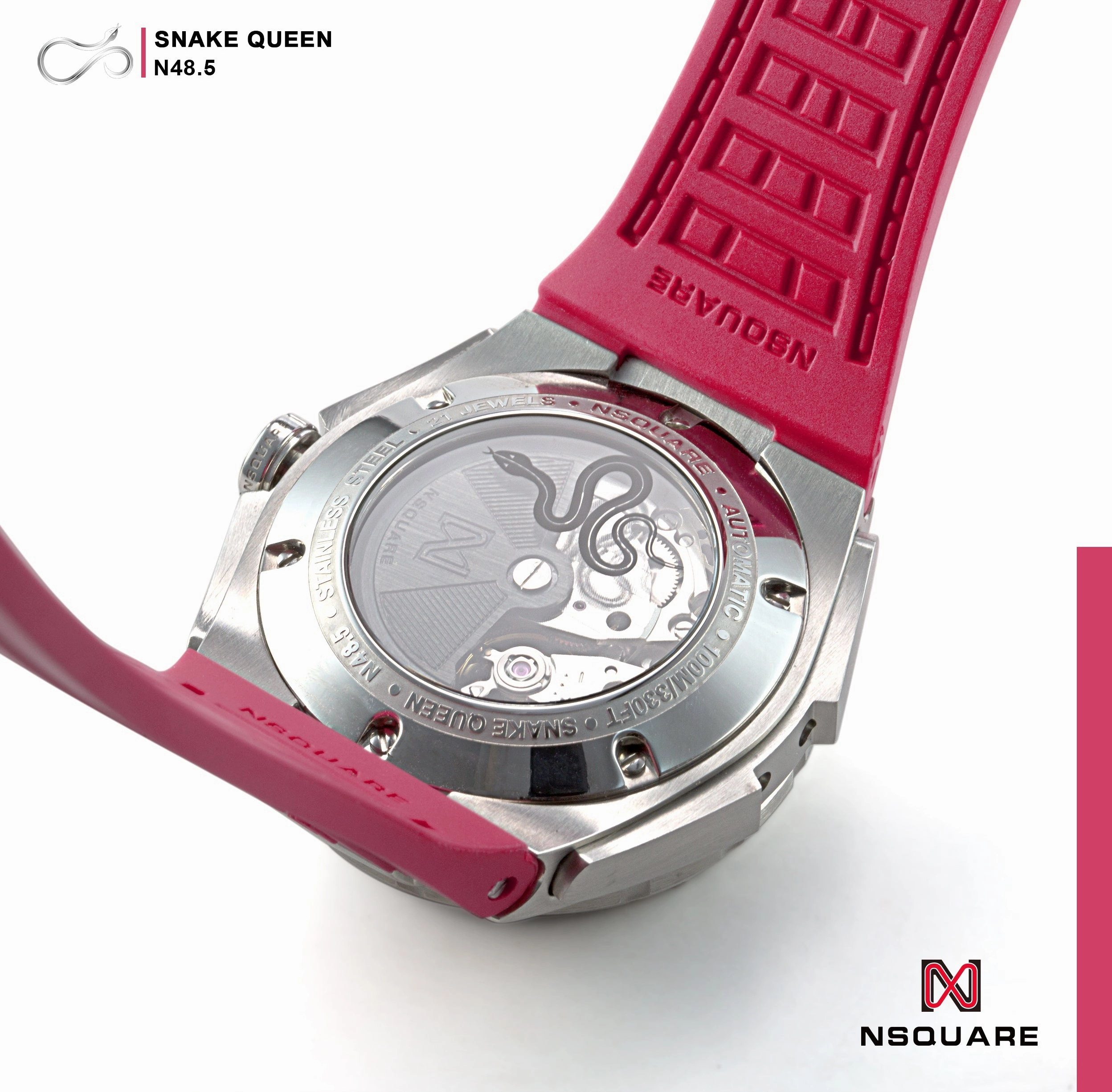 NSQUARE SnakeQueen39mm Automatic Watch- N48.5 Cherry Red