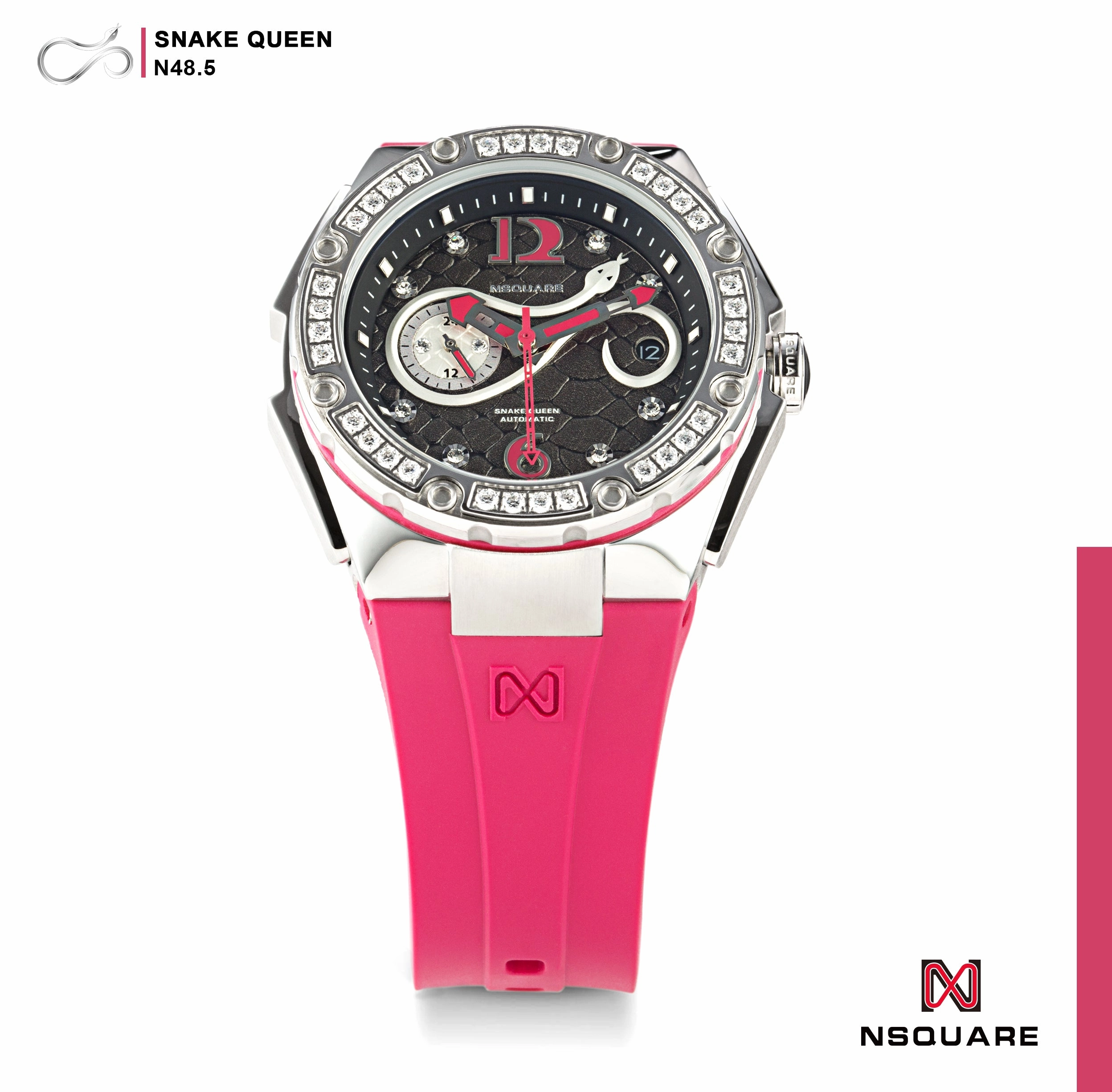 NSQUARE SnakeQueen39mm Automatic Watch- N48.5 Cherry Red