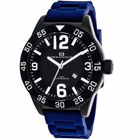 Oceanaut Men's Watch - Aqua One Quartz Black Dial Blue Rubber Strap | OC2713