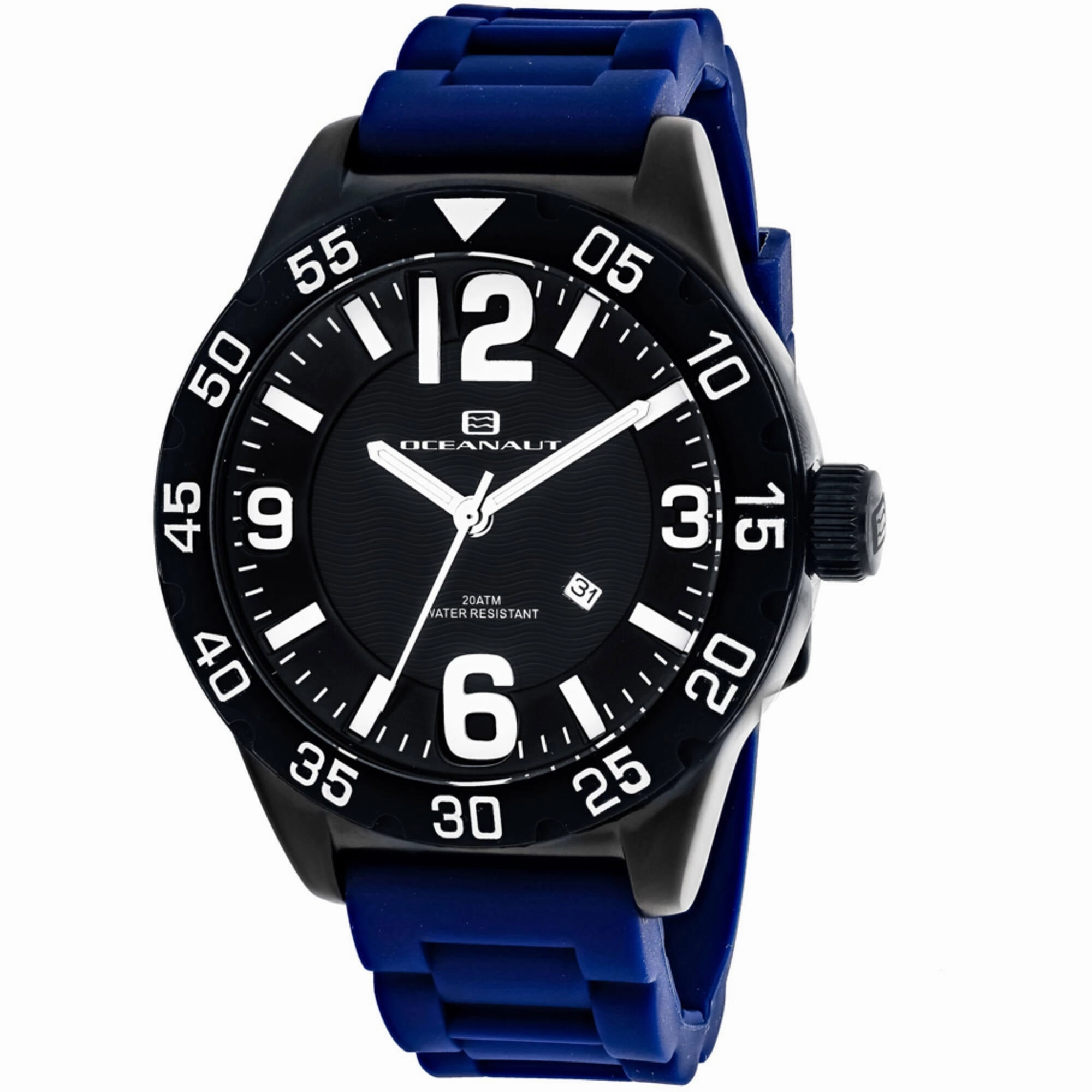Oceanaut Men's Watch - Aqua One Quartz Black Dial Blue Rubber Strap | OC2713