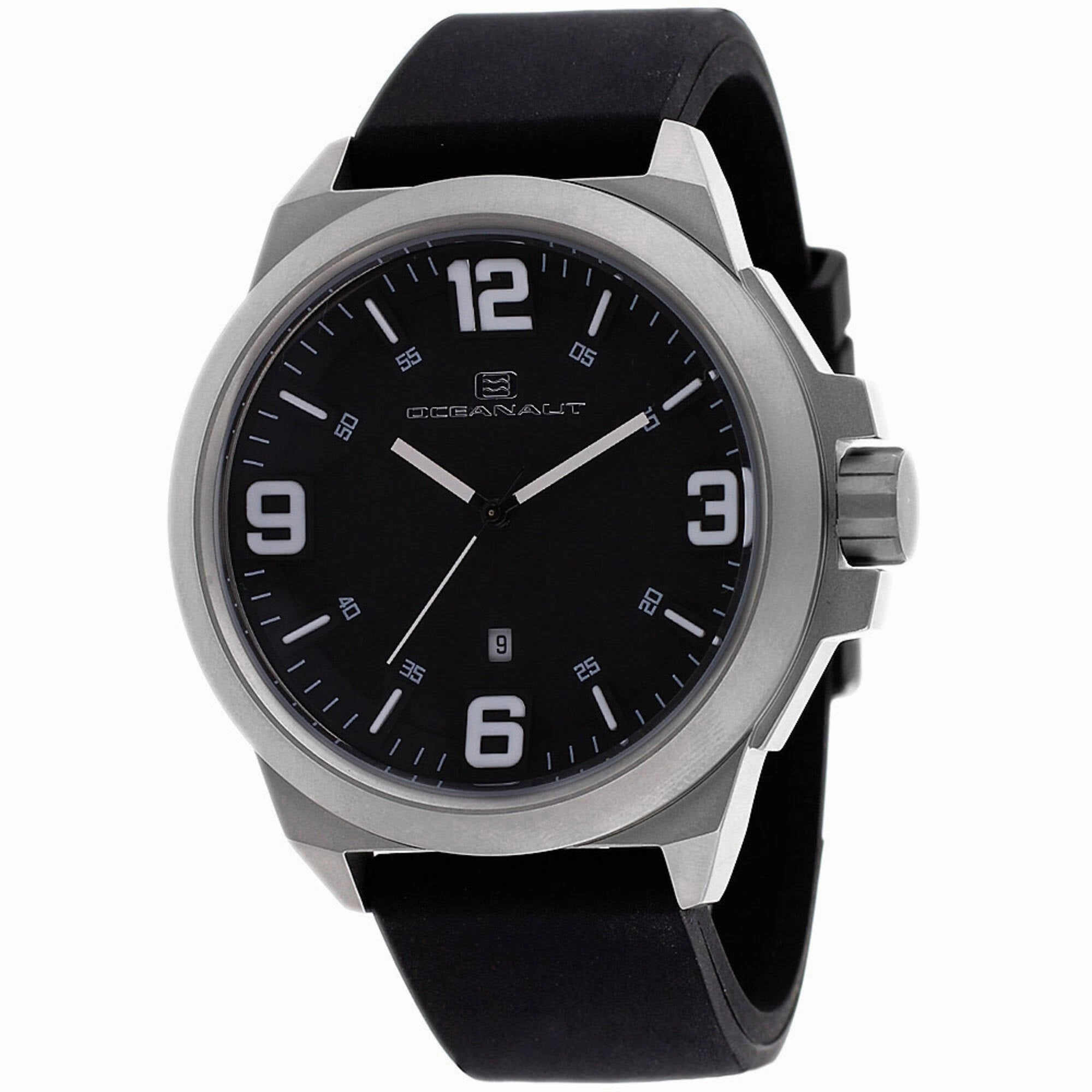 Oceanaut Men's Watch - Armada Silver Tone Case Black Dial Rubber Strap | OC7117
