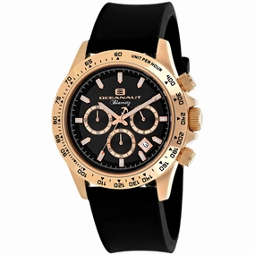 Oceanaut Men's Watch - Biarritz Rose Gold Case Black Dial Rubber Strap | OC6119R