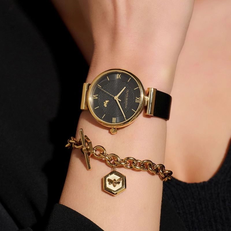 Olivia Burton Minima Bee Ladies Leather Strap Watch 24000099