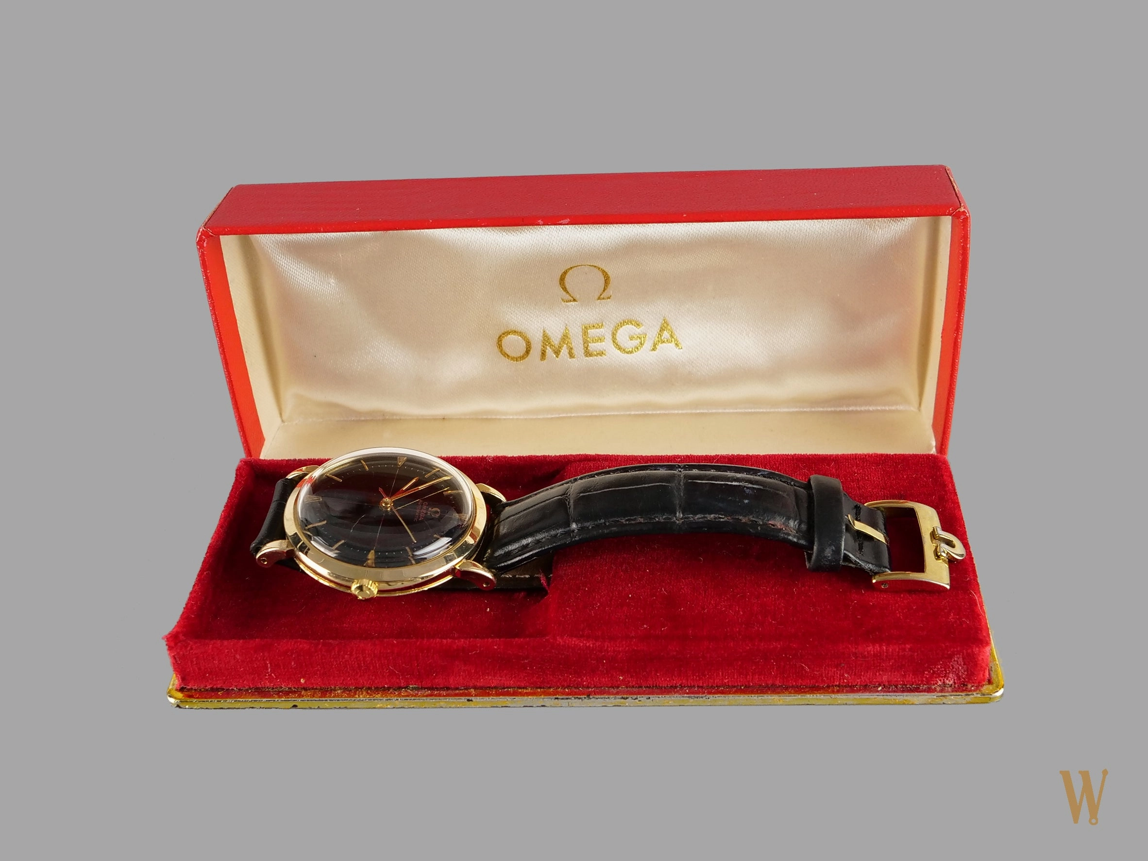 Omega Automatic Black Gloss Gilt Dial
