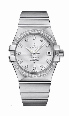 Omega Constellation Steel & Diamond Automatic Womens Watch Silver Dial Date 123.15.35.20.52.001