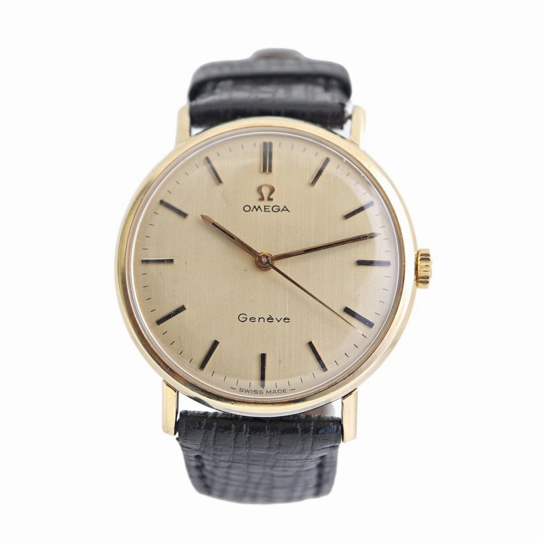 Omega Geneve 9k Gold Linen Dial, 1969