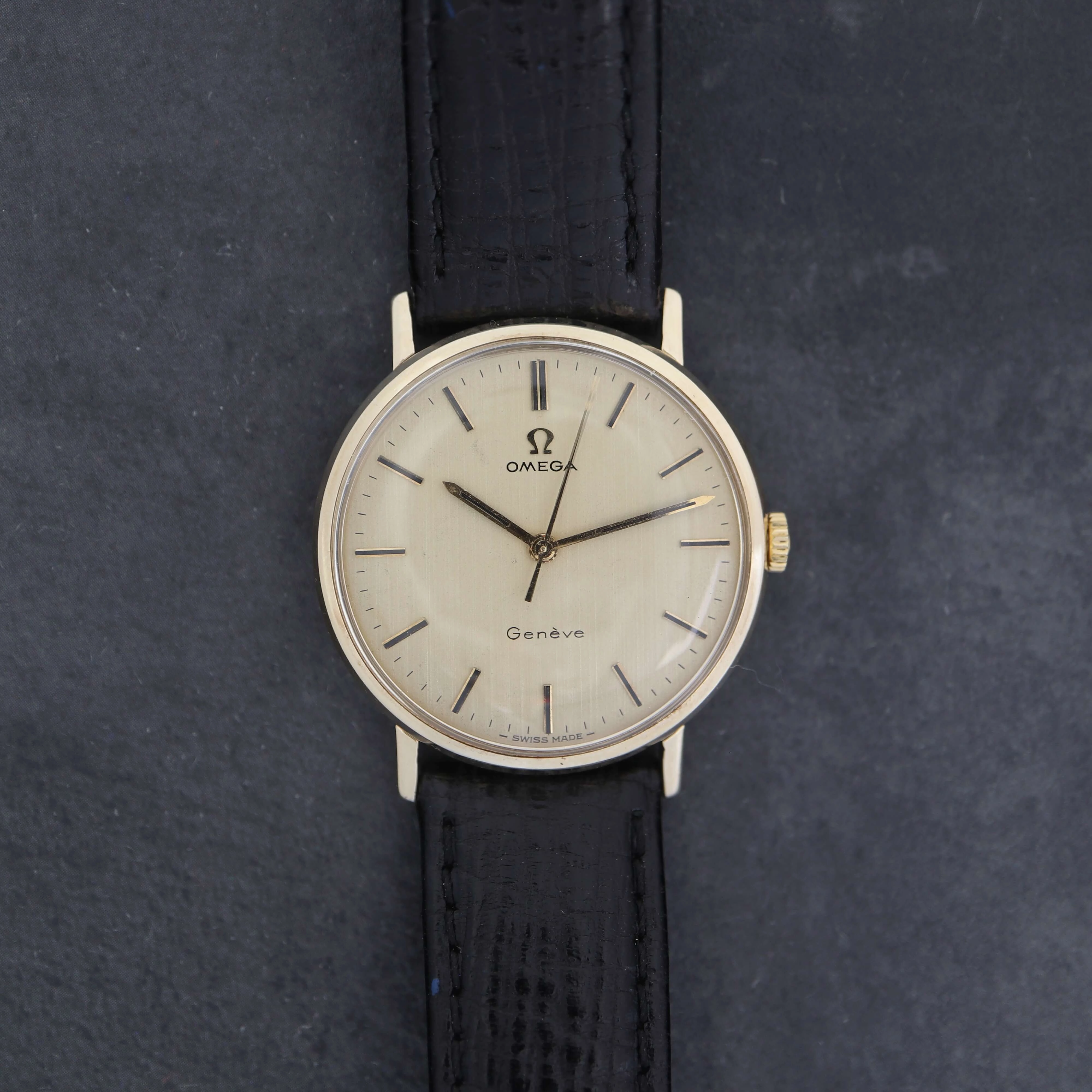 Omega Geneve 9k Gold Linen Dial, 1969