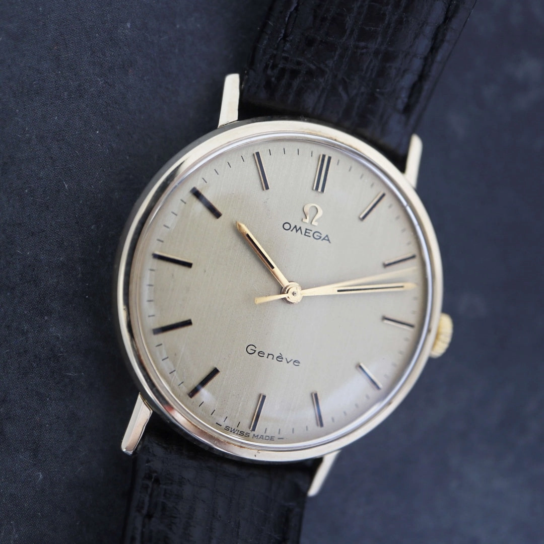 Omega Geneve 9k Gold Linen Dial, 1969