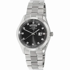 Oniss Men's Watch - Admiral Quartz Black Dial Stainless Steel Bracelet | ON3881-MBK