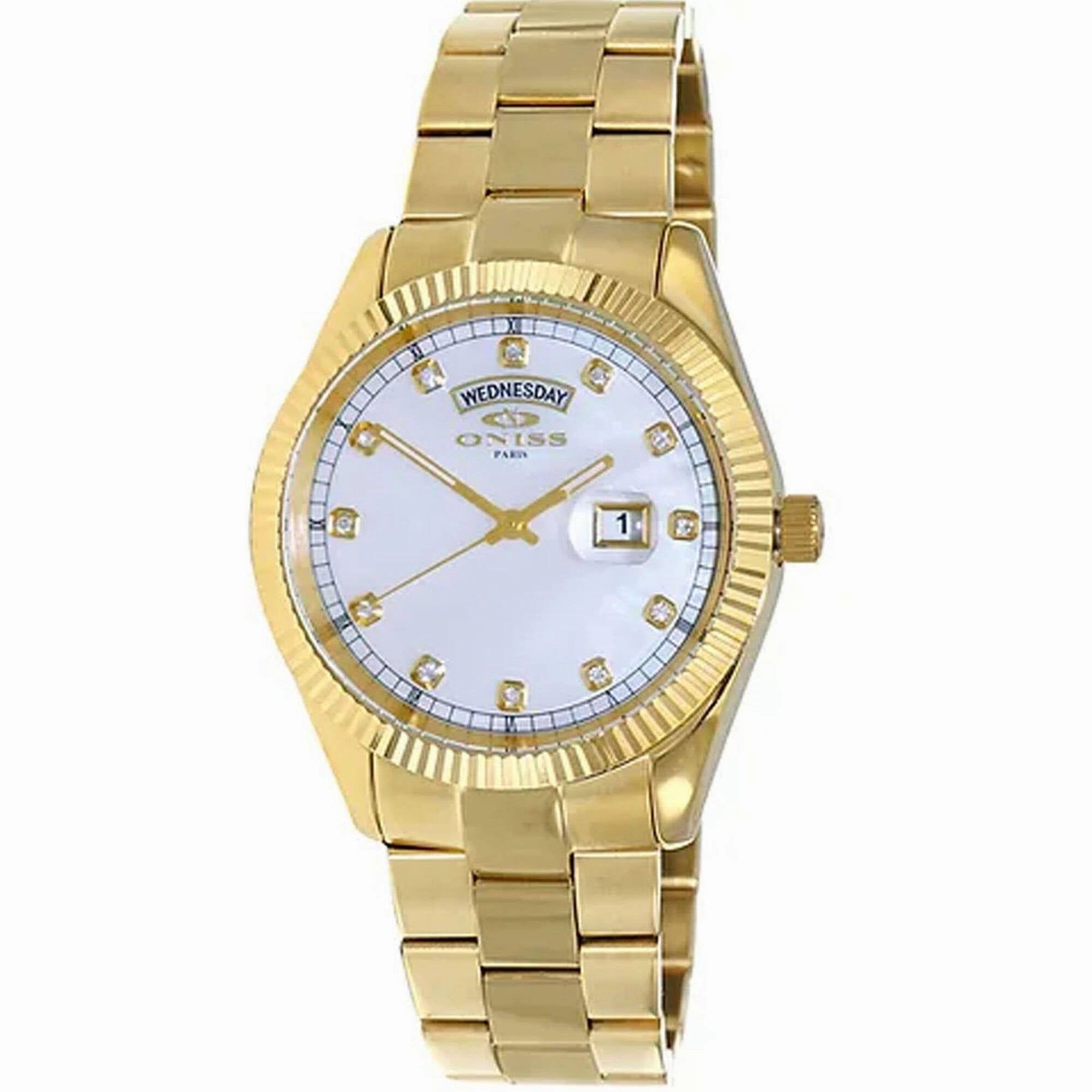 Oniss Men's Watch - Admiral White Dial Plated Stainless Steel Bracelet | ON3881-MGWT