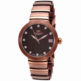 Oniss Women's Watch - Prima Quartz Blue Dial Brown Case Bracelet | ON5559-50IPBN
