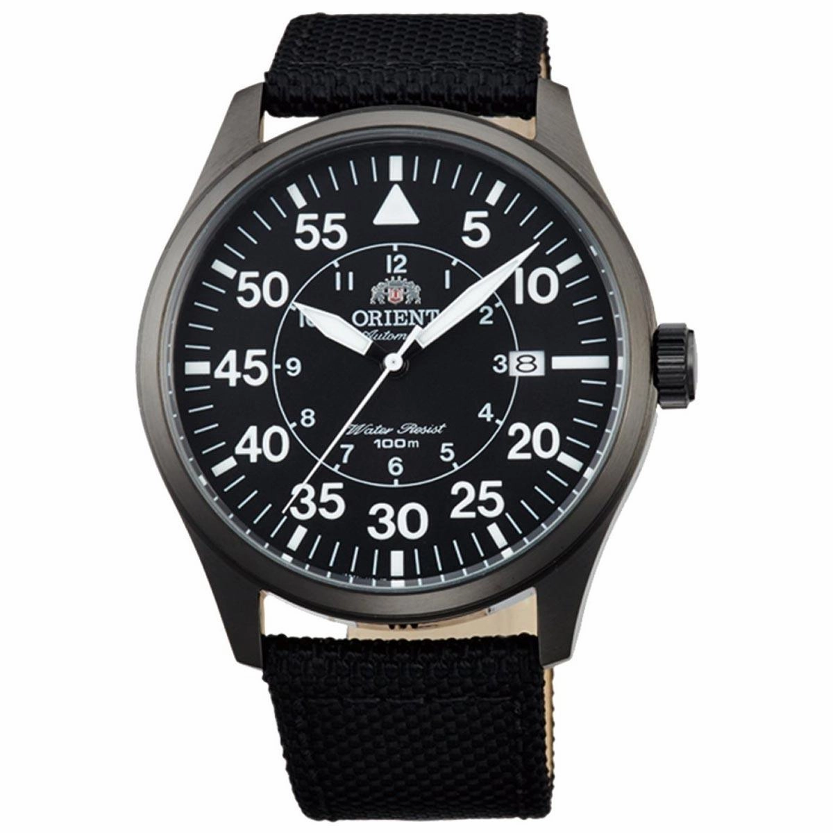 Orient ER2A006B Men's Flight Black Dial Black Nylon Strap Power Reserve Automatic Watch