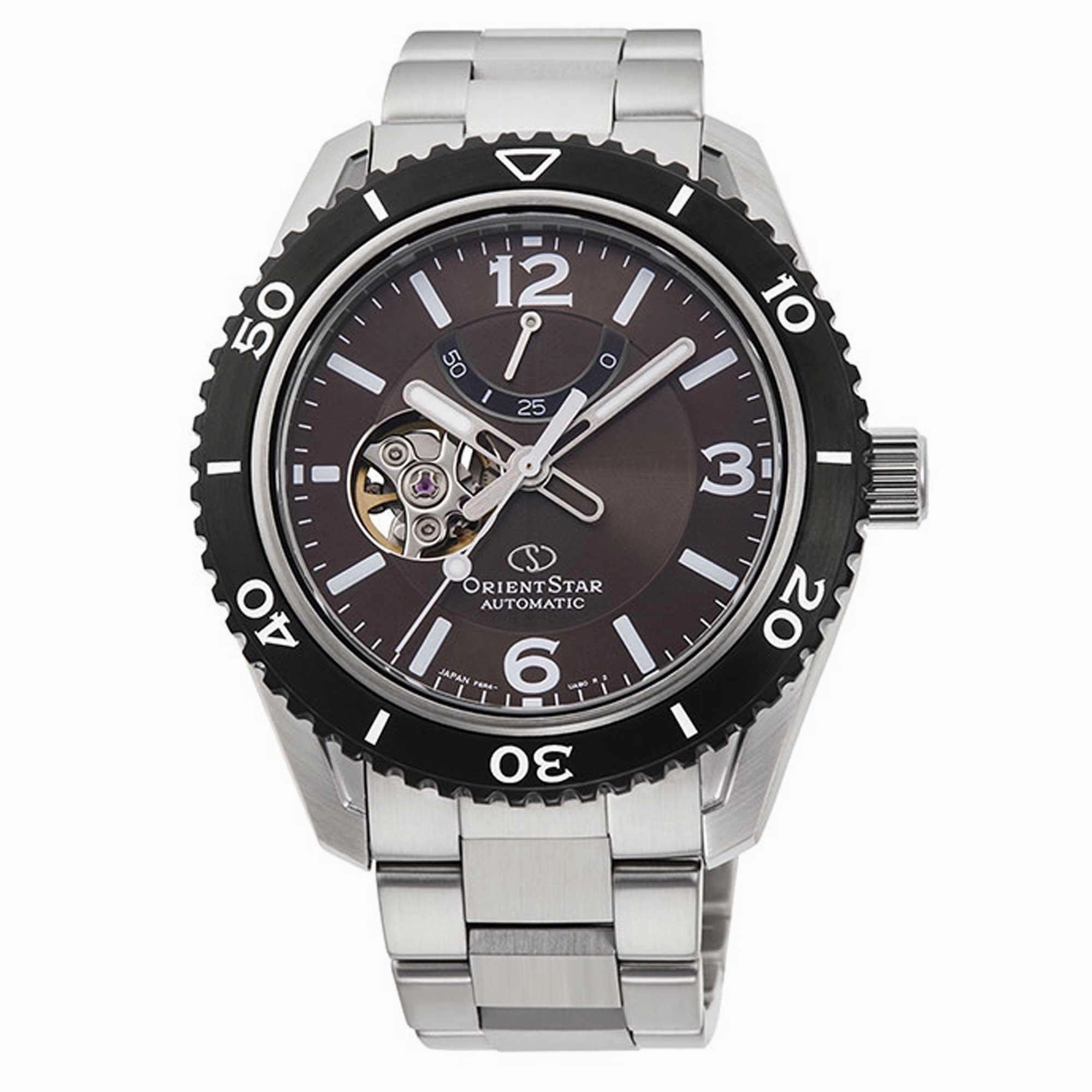 Orient Men's Automatic Watch - Star Open Heart Brown Dial Bracelet | RA-AT0102Y00B