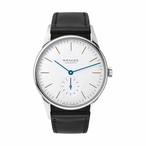 Orion 35mm - White Silver-Plated on Leather Strap