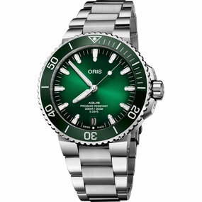 Oris Men's Watch - Aquis Automatic Green Dial Steel | 01 400 7763 4157-07 8 24 09PEB