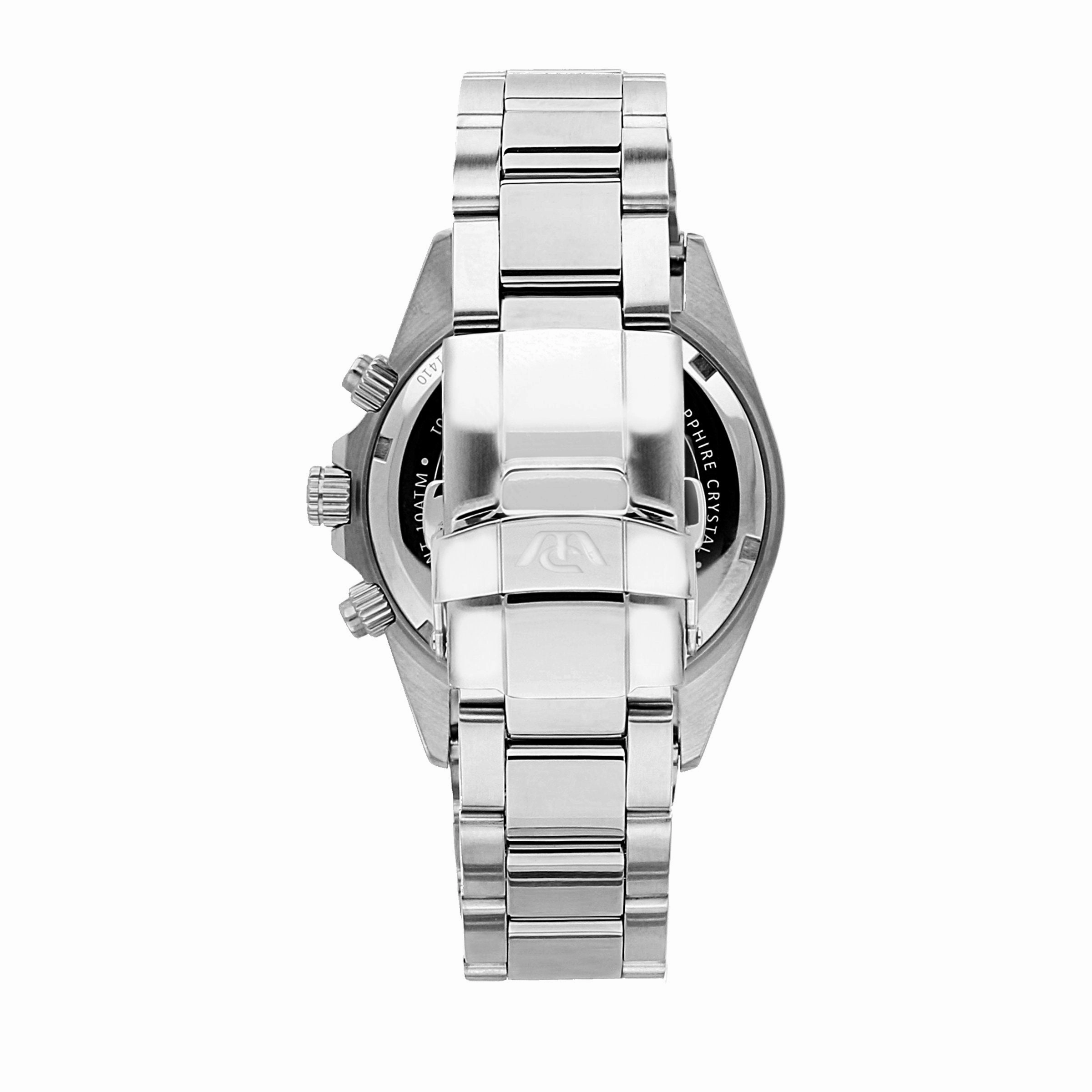 Philip Caribe Blue Sunray Silver Bracelet Chronograph