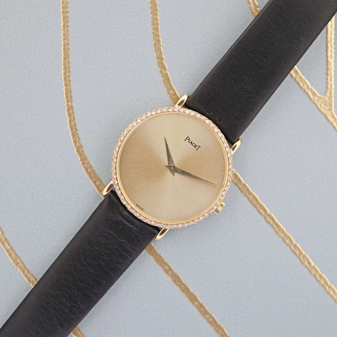 Piaget 9027 18k Gold Diamond Bezel Ladies Vintage Watch