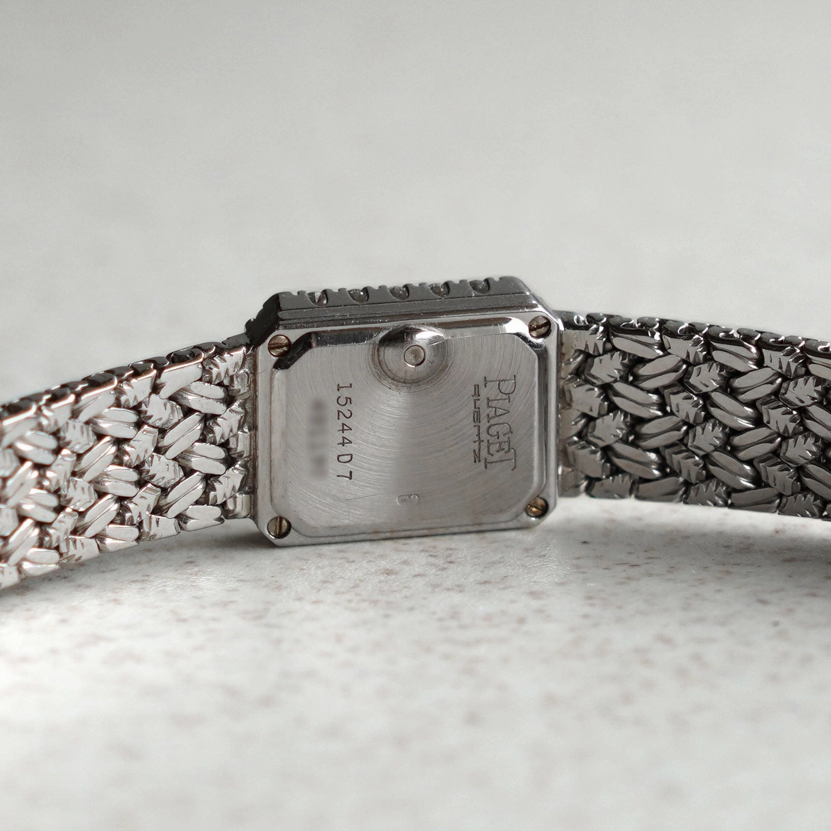 Piaget Bracelet Watch with Lapis Lazuli Dial and Factory Diamond-set Bezel, White Gold