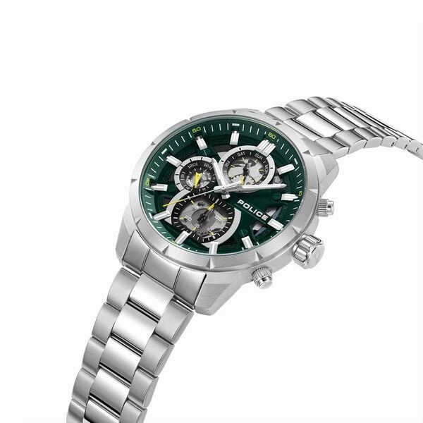 Police Chronograph Green Dial Stainless Steel Band Neist Men's Watch PEWJK0021805