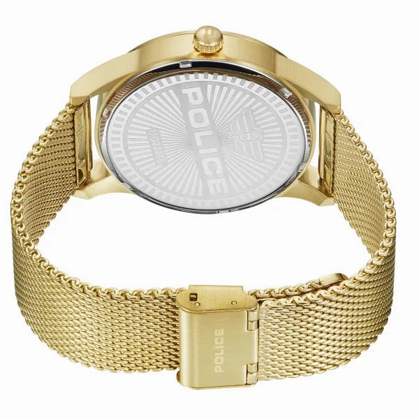 Police Skull Black Dial Gold Rissington Men's Watch PEWJG2227903