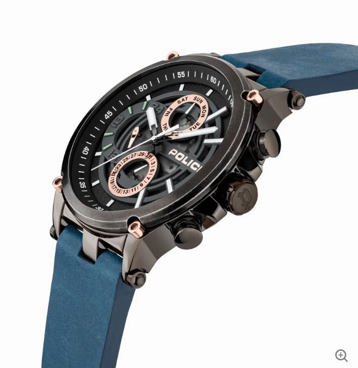Police Taman Blue Leather Strap Watch PEWJF2108602