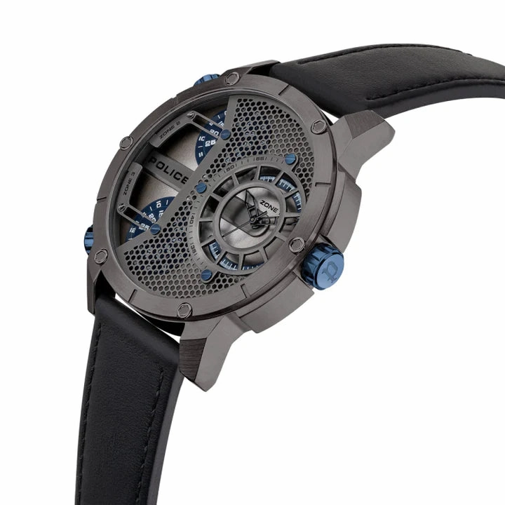 Police Vibe Black Leather Strap Watch PEWJA2118102