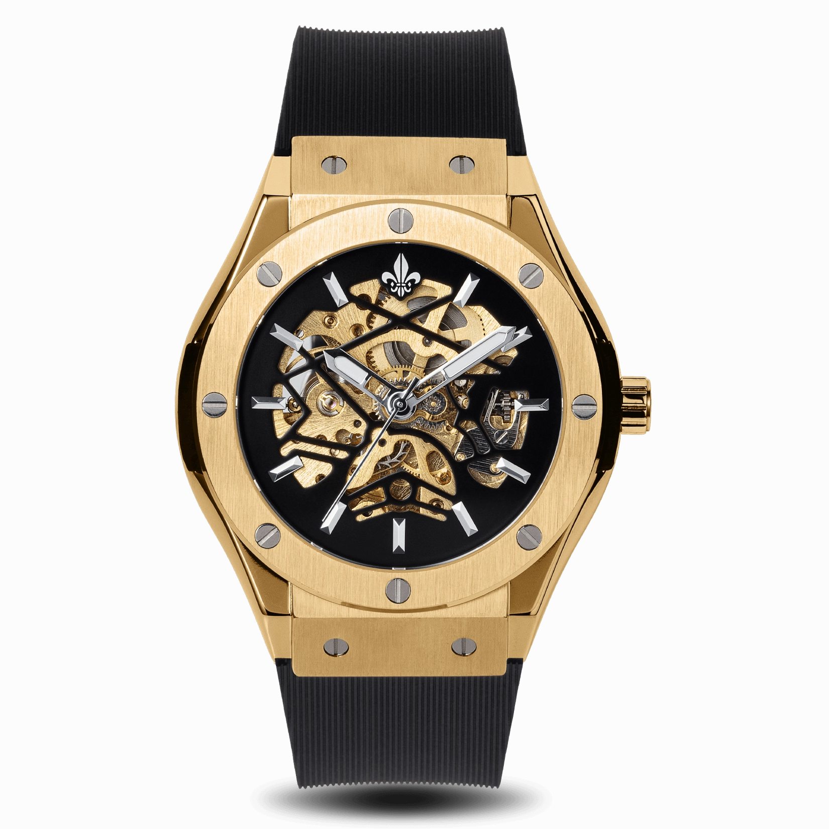 Prague Skeleton Automatic Deluxe - Gold   Gold Link Strap