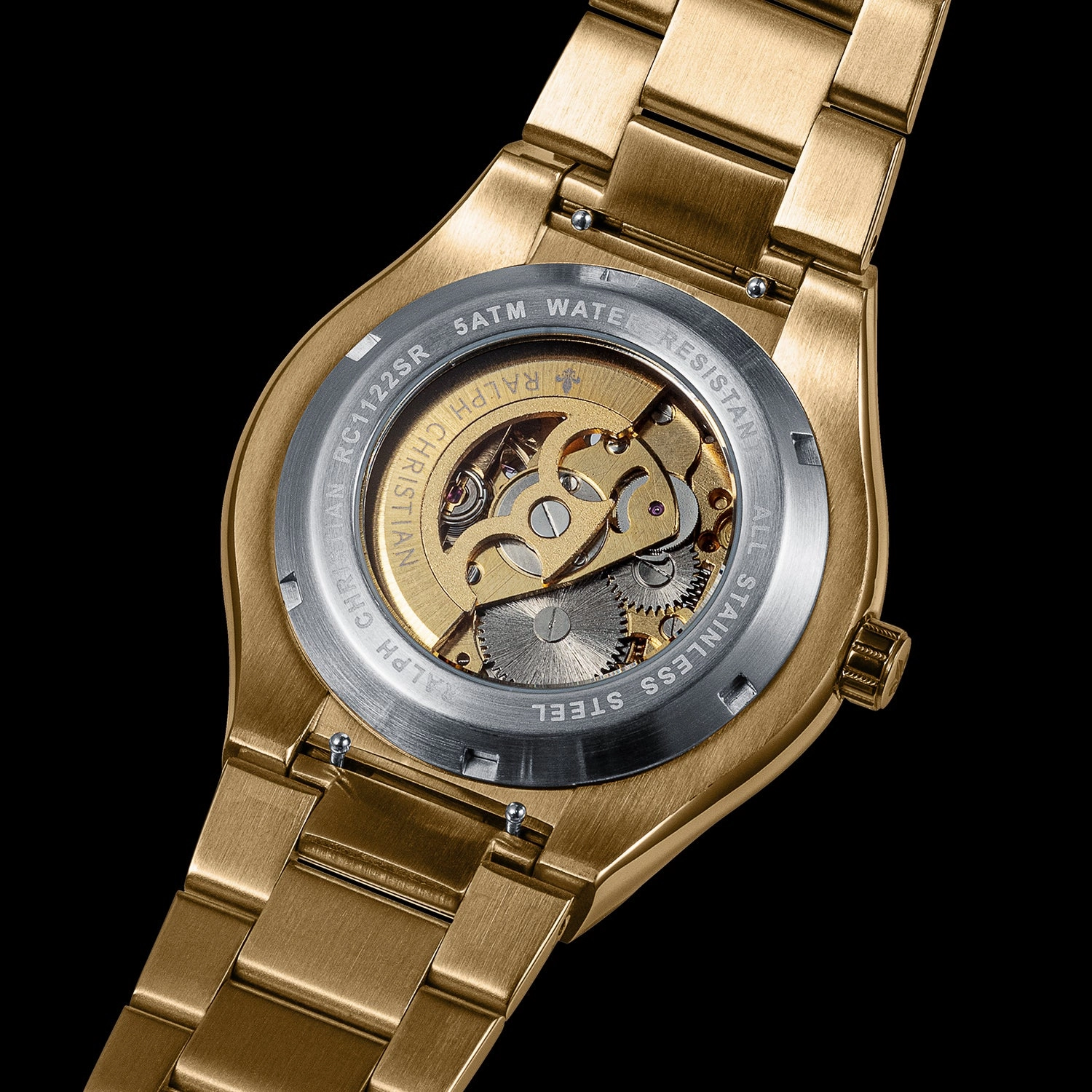 Prague Skeleton Automatic Deluxe - Gold   Gold Link Strap