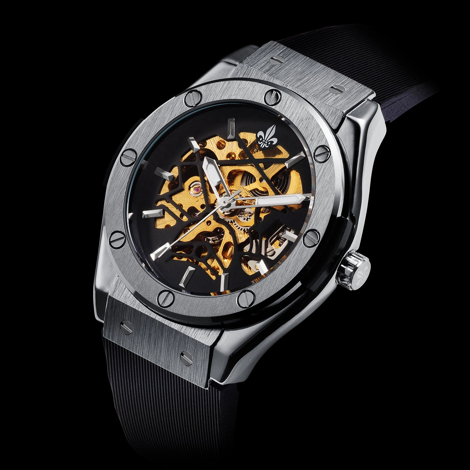 Prague Skeleton Automatic Deluxe - Silver   Silver Link Strap