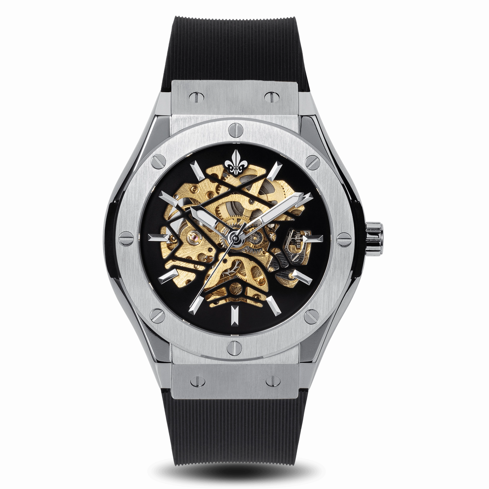 Prague Skeleton Automatic Deluxe - Silver   Silver Link Strap