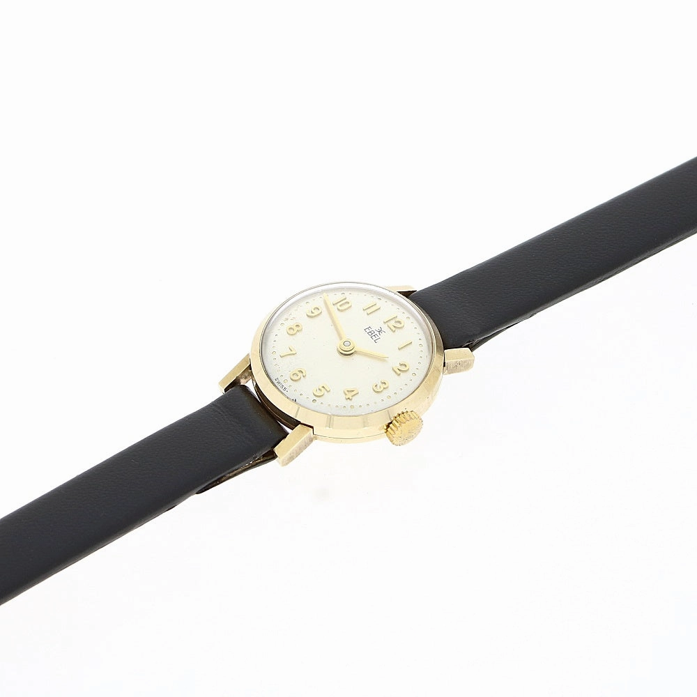 Pre Owned Vintage Ebel 9ct Gold Leather Strap Mechanical Ladies Watch RW0571