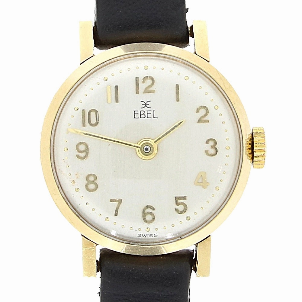Pre Owned Vintage Ebel 9ct Gold Leather Strap Mechanical Ladies Watch RW0571
