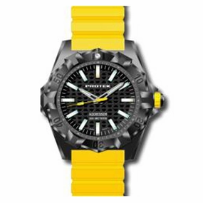 Protek Men's Watch - Aggressor Carbon Composite Case Black Dial Yellow Strap | 4008Y