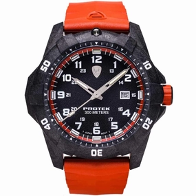 Protek Unisex Quartz Watch - Dive Series Rotating Bezel Orange Rubber Strap | 1004O