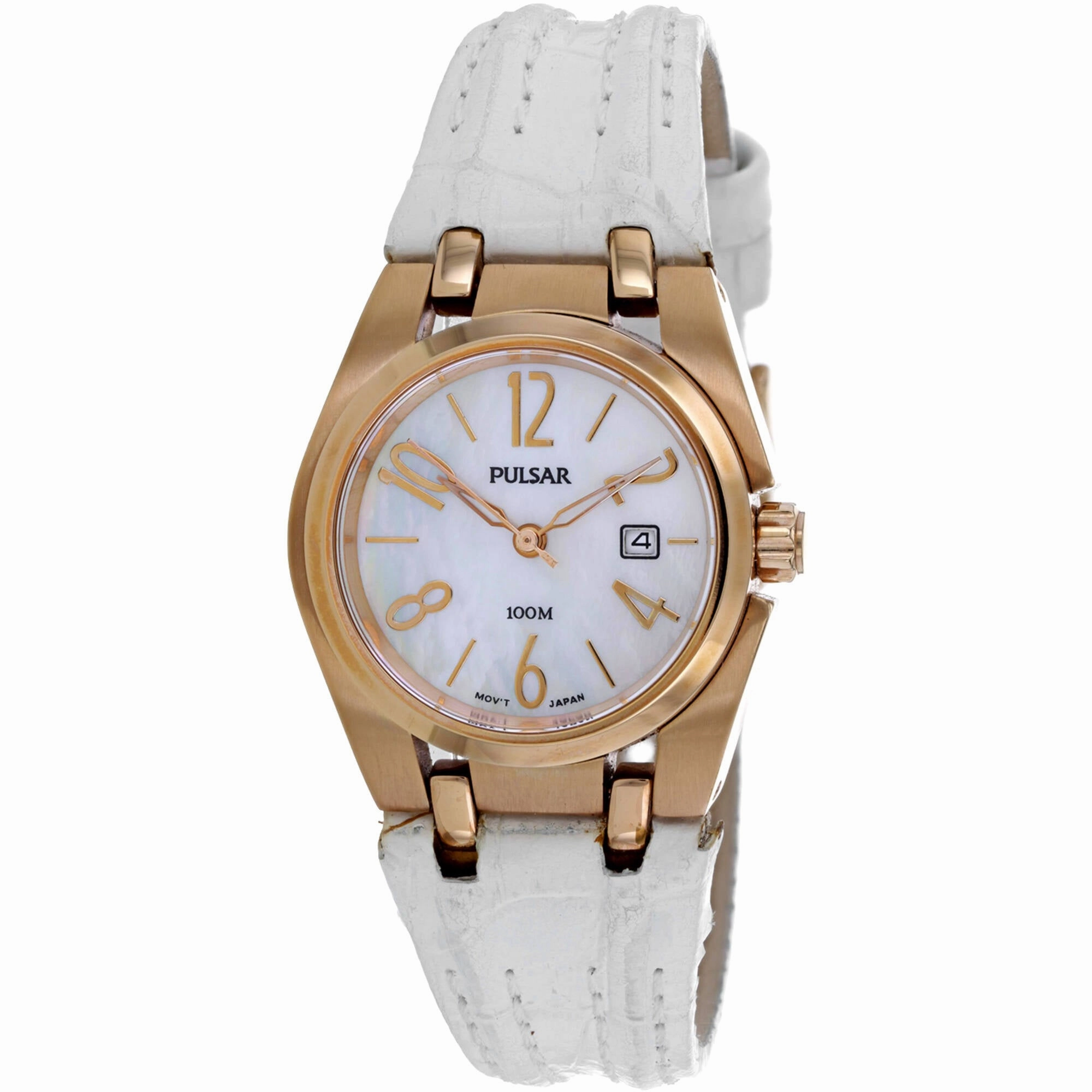 Pulsar Women's Watch - Classic Rose Gold Case White Dial Leather Strap | PXT658X1
