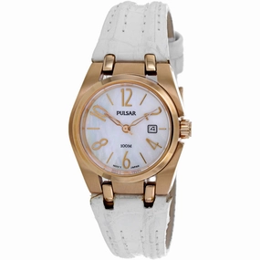 Pulsar Women's Watch - Classic Rose Gold Case White Dial Leather Strap | PXT658X1