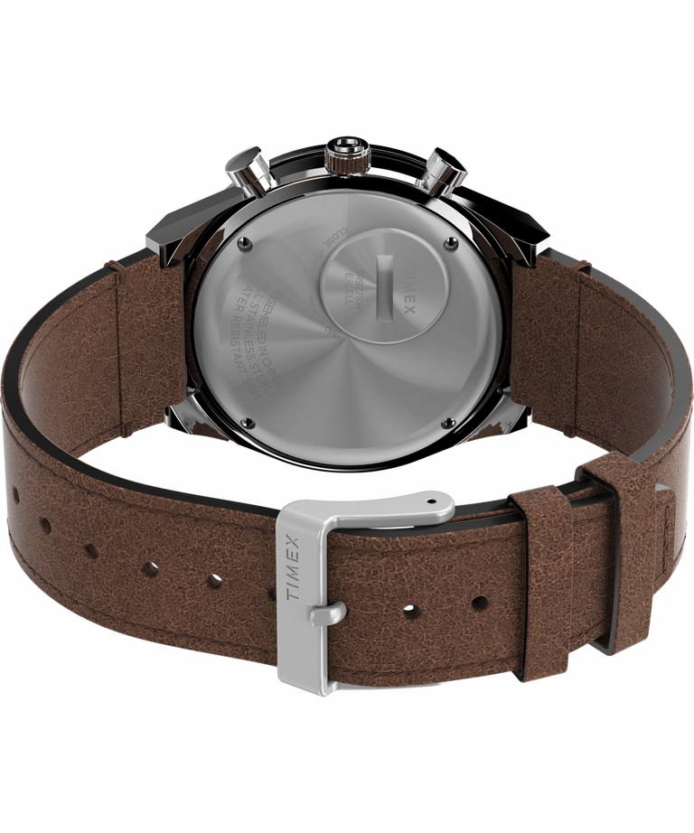 Q Timex Chronograph 40mm Brown Leather Strap Watch TW2V42800