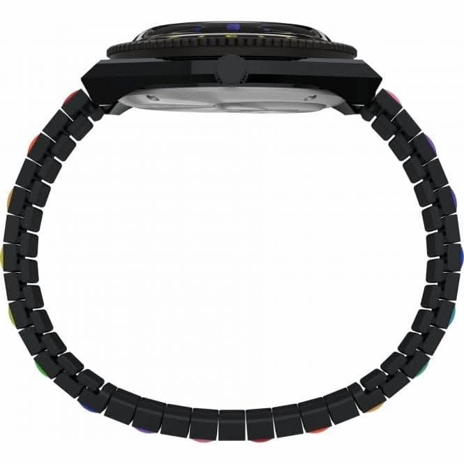 Q Timex Rainbow Stainless Steel Expansion Band Watch TW2V65900