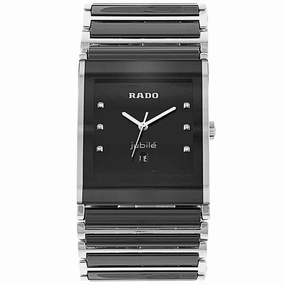 Rado Men's Diamond Watch - Integral Black Dial Two Tone Bracelet | R20784752