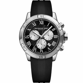 Raymond Weil Men's Chronograph Watch - Tango Black & Silver Dial Strap | 8560-SR-00206