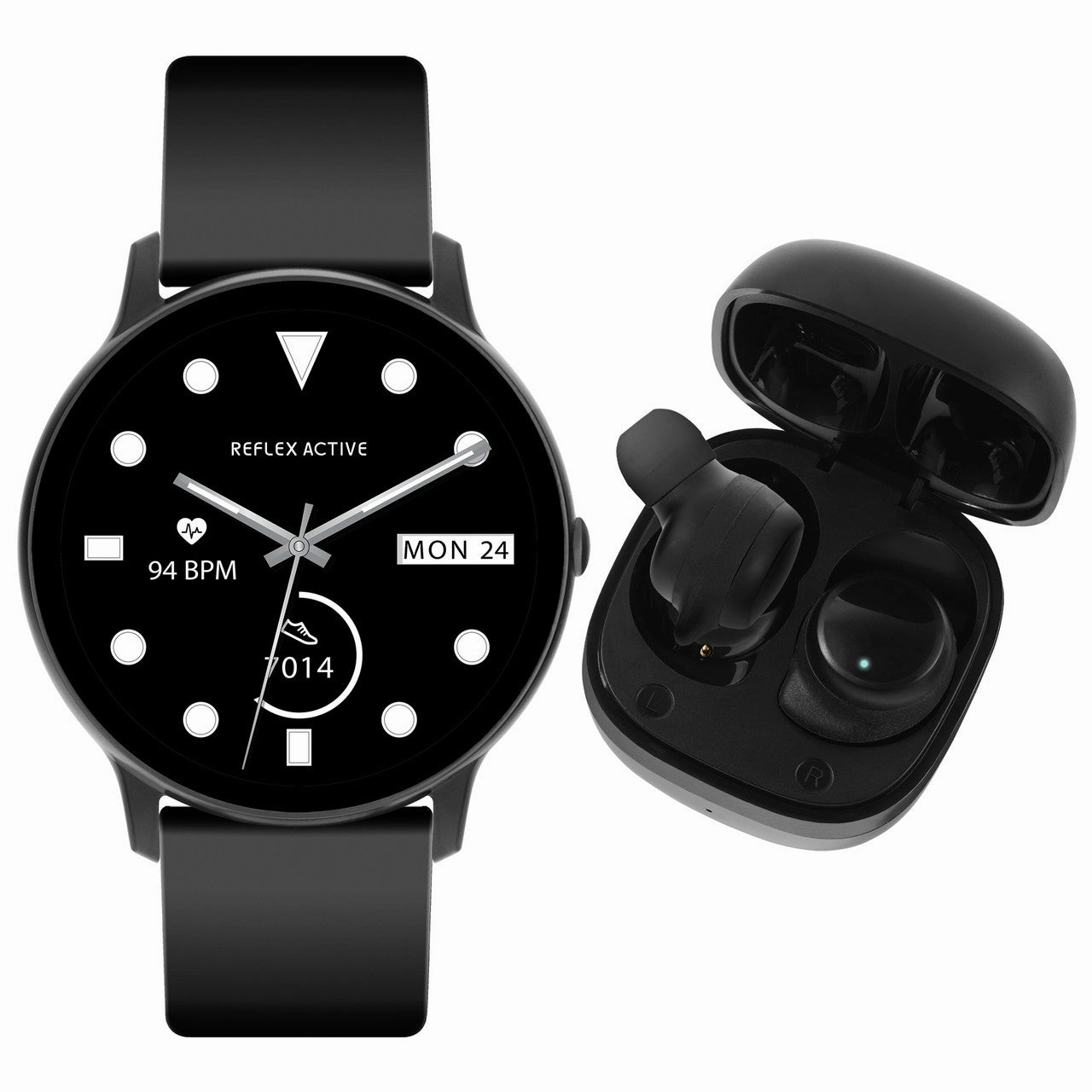 Reflex Active SERIES 36 Black Smart Watch   Earbud Set RA36-2198-TWS