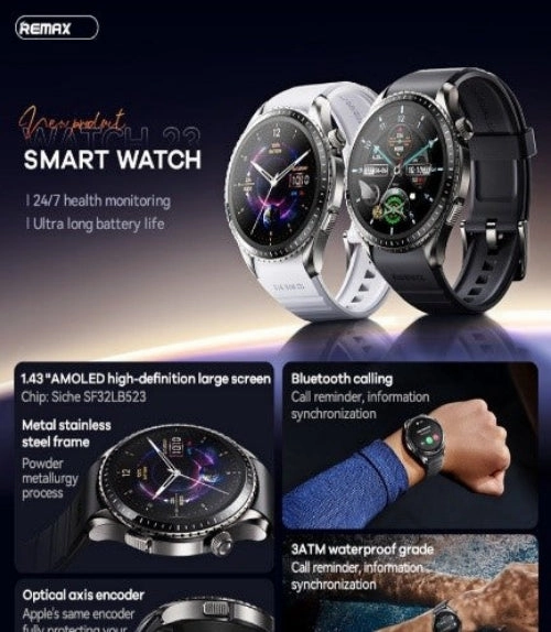 REMAX Smart Watch Support Bluetooth Calling l 100  Sports Mode l Health Monitoring