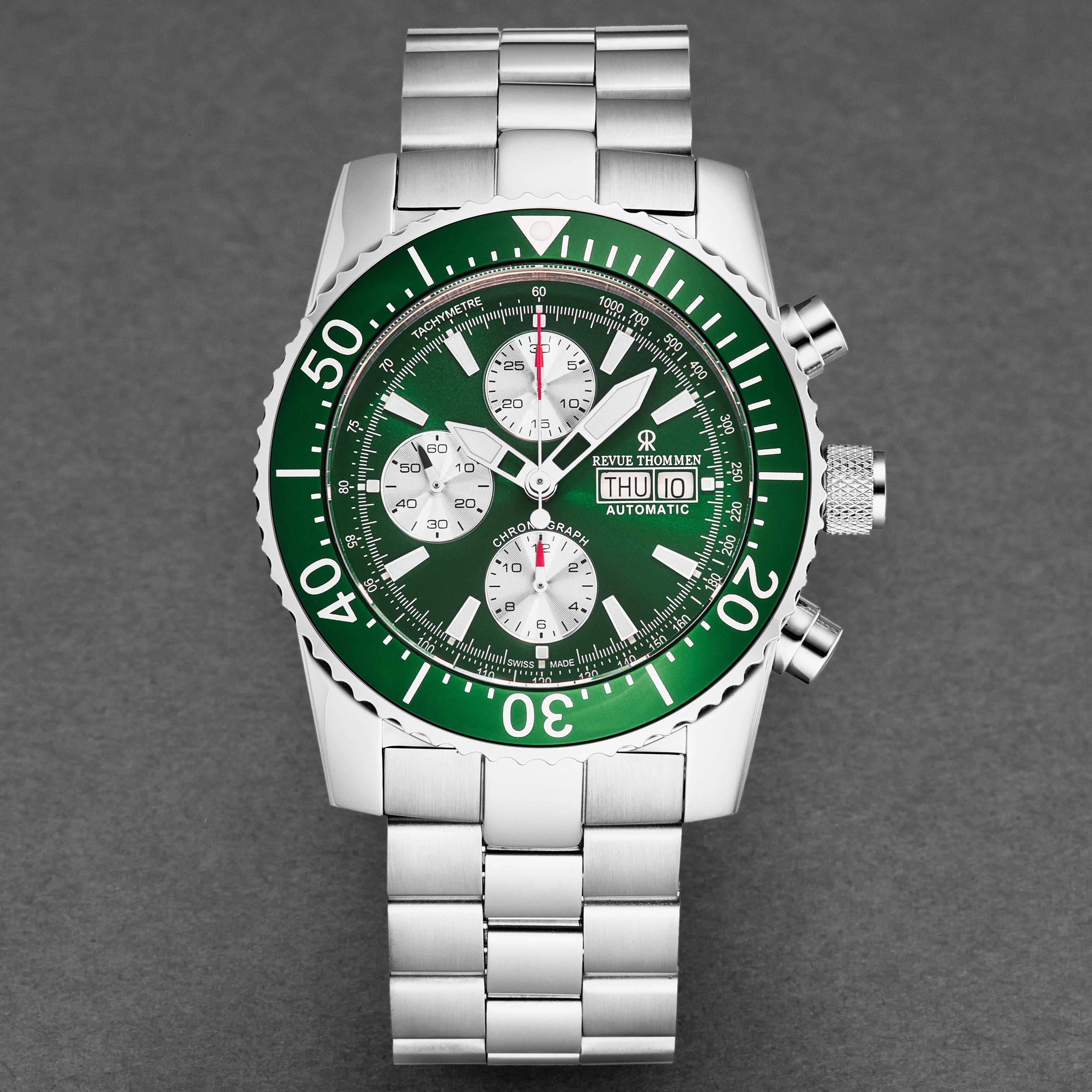 Revue Thommen Men's 17030.6131 'Divers' Green Dial Day-Date Chronograph Automatic Watch